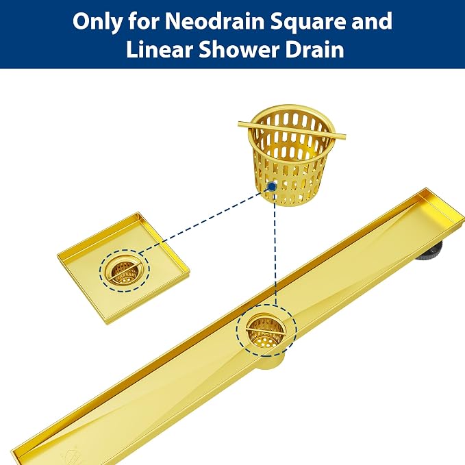 Neodrain Golden Strainer-Hook, Only Fit Neodrain Shower Drain | 304 Stainless - Image 3