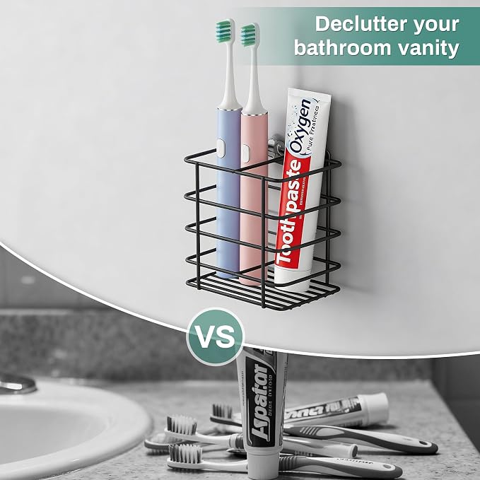Open-Design Adhesive Shower Toothbrush Holder Wall Mounted - Image 2