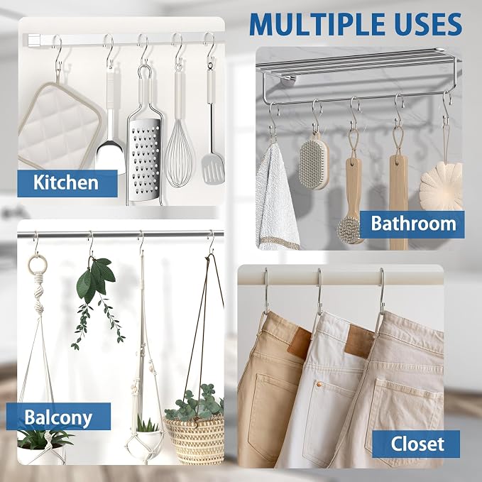 Goowin Shower Curtain Hooks, Rustproof Black Shower Curtain Rings, Kitchen - Image 8