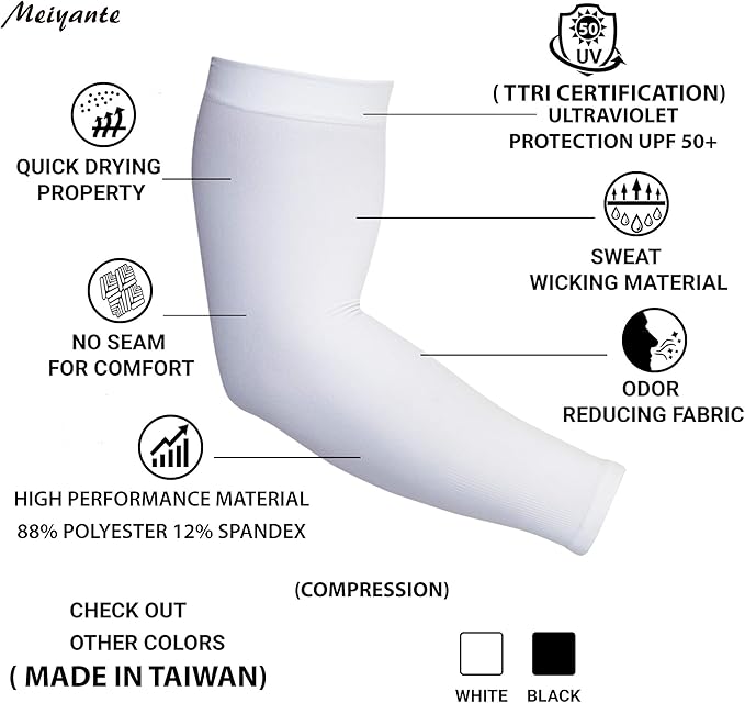 Arm Sleeves for Men Women Work 1 Pair UV Sun Protection UPF Long Sleeves Tattoo Cover Up Sleeves to Cover Arm Sleeves Cooling