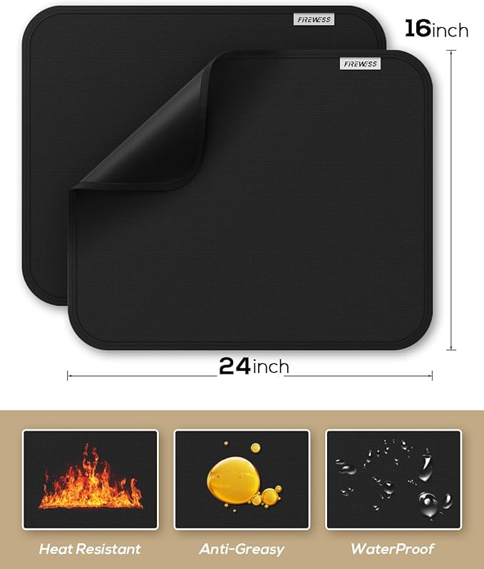2pack Heat Resistant Mat for Air Fryer, 16x24in Heat Resistant Mat for Countertop, Silicone Kitchen Countertop Hot Pads for Air Fryer, Deep Fryer, Oven