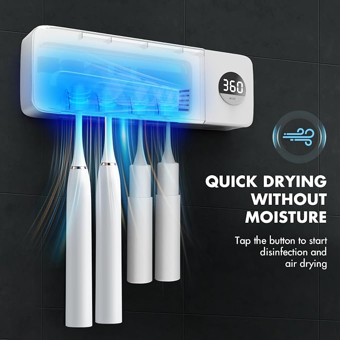 Auntyfey Sanitizeri Toothbrush Holder, Sanitizeri Toothbrush Cleaner | 2000mAh - Image 3