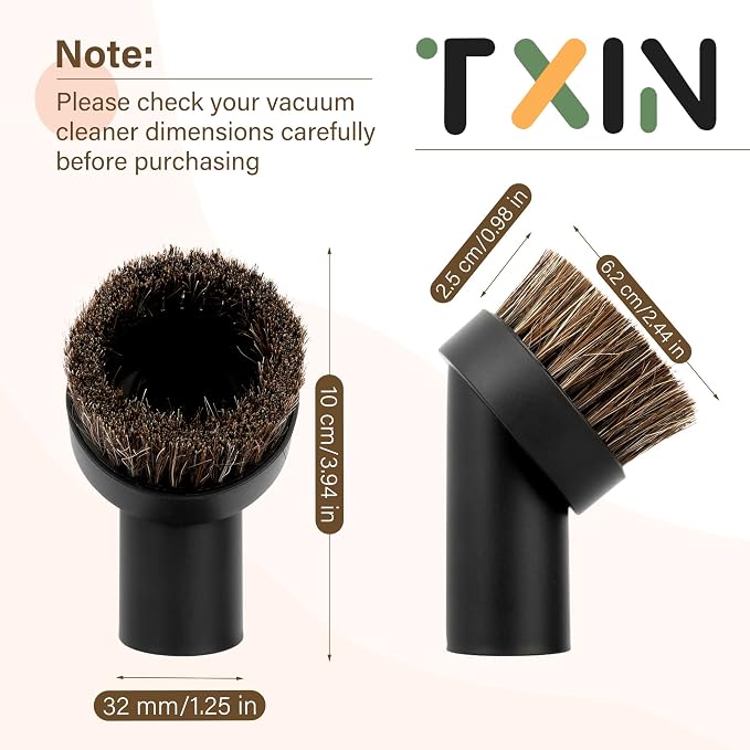 TXIN 4 Pieces Soft Horsehair Bristle Vacuum Attachments Dusting Brush Cleaner - Image 2