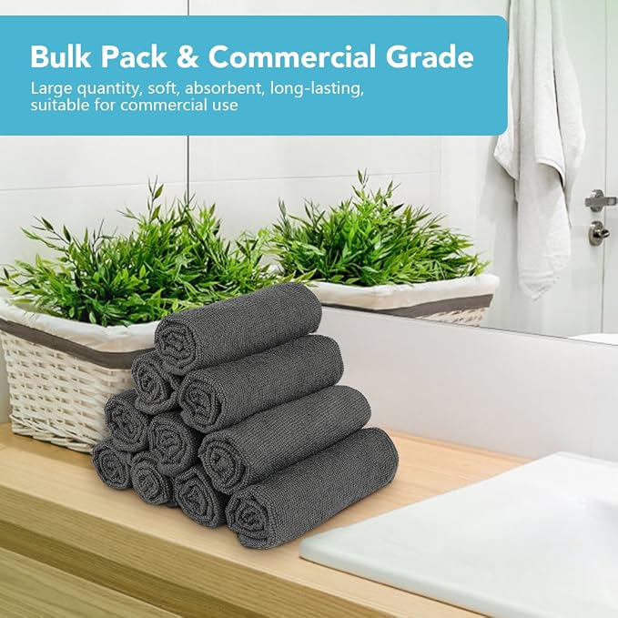 Orighty Washcloths Bulk, 200 Pack Microfiber Face Towels, 12x12 Inch Grey - Image 7