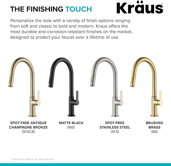 KRAUS Champagne Bronze Pull Down Kitchen Faucet KPF-2820SFACB | 360-degree - Image 14