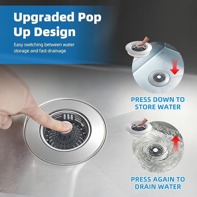 Hibbent Metal Kitchen Sink Drain Strainer and Stopper, Transparent - Image 5