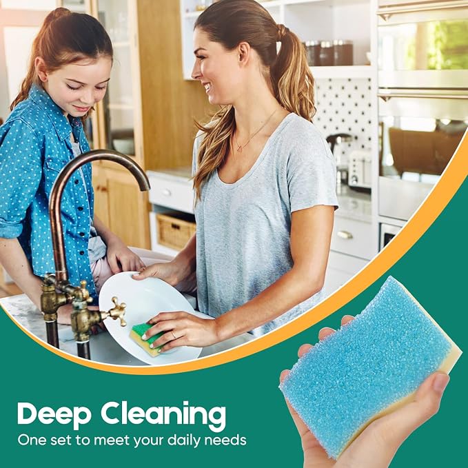 LAUNDRYLUX Scrub Sponge, 4 Pack Dual-Sided Temperature-Responsive Scrubber | - Image 6