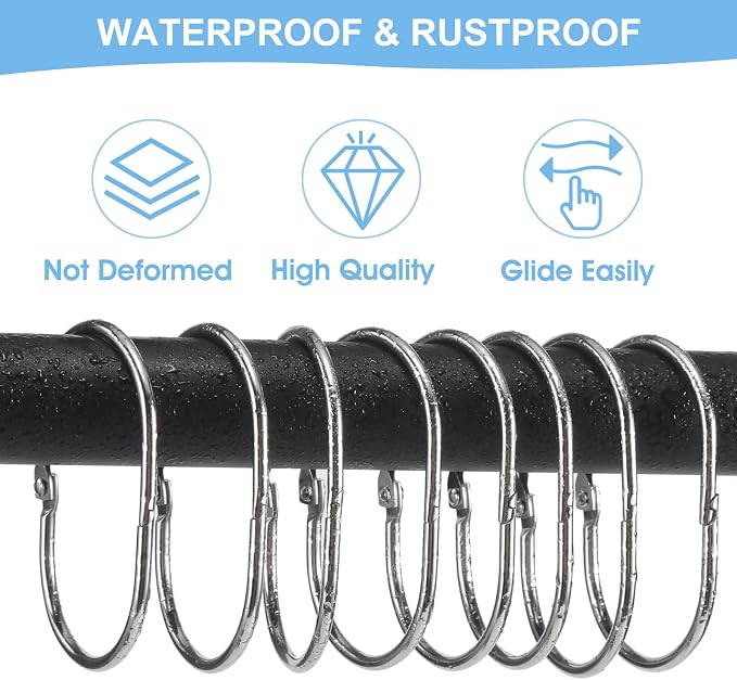Shower Curtain Rings, Oval Snap Shower Rings - Image 3