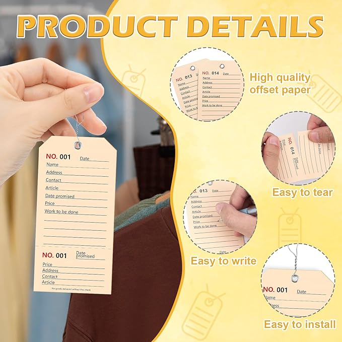 100 Pack White Repair Tags with Wire Rope Service Repair Tags Numbered with Wire Durable 2.6 x 5.25 Inch Labels for Production Equipment Maintenance Price Notice (100, White, 2.6x5.25in)