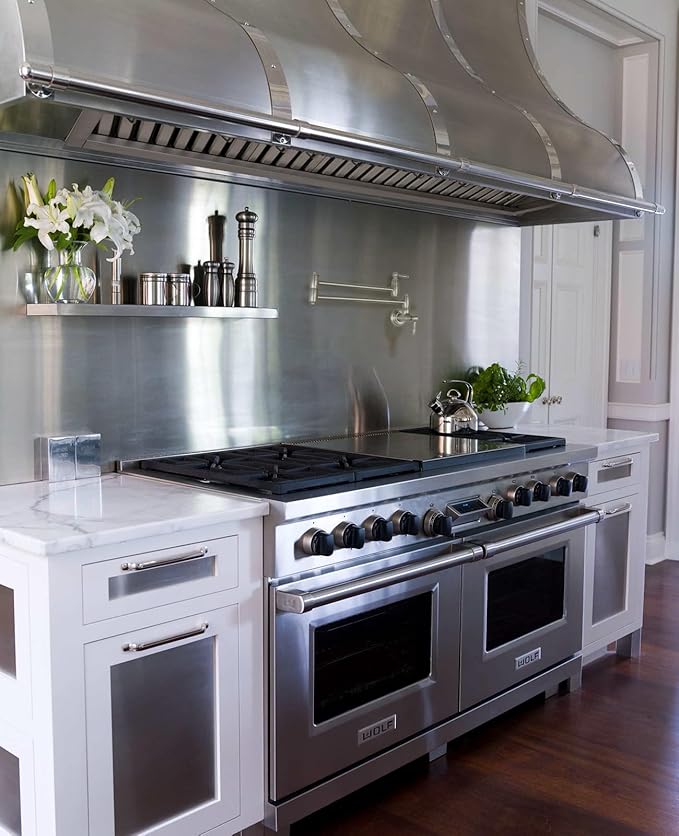 Akicon Range Hood Insert 48 Inch, 1200 CFM Built-in Kitchen Hood with 4 Speeds, Ultra-Quiet Stainless Steel Ducted Vent Hood Insert with Dimmable LED Lights and Dishwasher Safe Filters