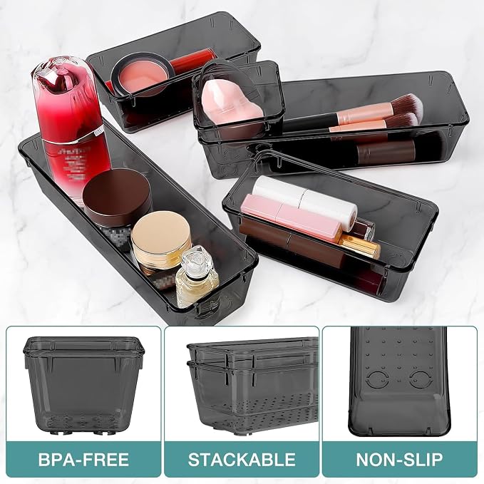 13 PCS Drawer Organizer Set, 5 Size Bathroom and kitchen organizer Trays | - Image 3