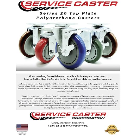 Service Caster Brand Replacement Caster for Uline Caster H-5540R-Rigid Top Plate Caster with 5 Inch Black Polyurethane Wheel-Light Duty Replacement Caster-Fits Carts, Dollies and Poly Box Truck H-3840