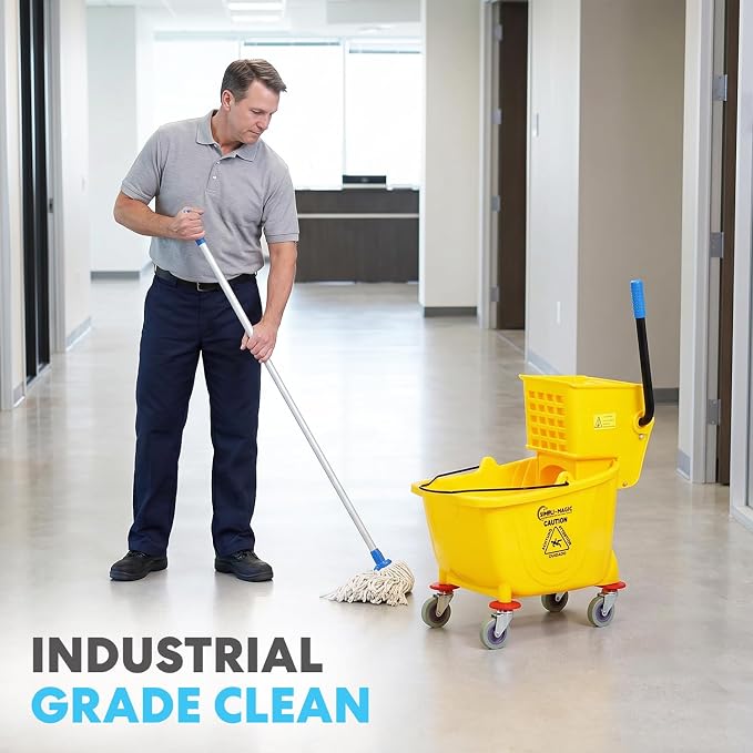 SIMPLI-Magic Side Press Wringer Commercial Mop Bucket on Wheels, 26 Quart - Image 3