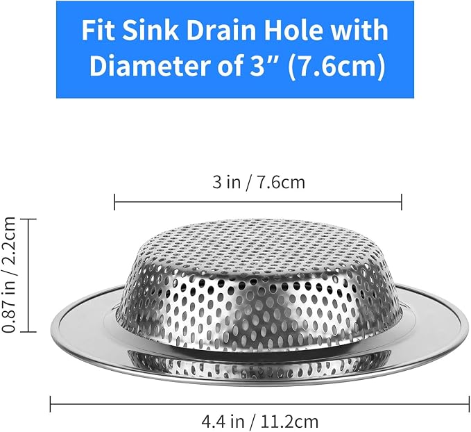 Chefbee 4PCS 4.4" Stainless Steel Kitchen Sink Drain Strainer Food Catcher - Image 2
