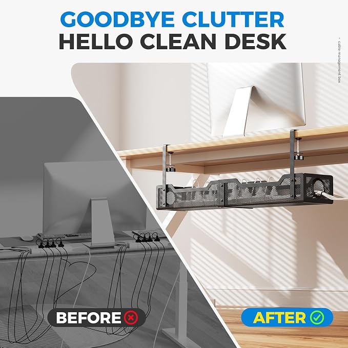 25" Extra Large Under Desk Cable Management, Cinati Wire Organizers No Drill - Image 5