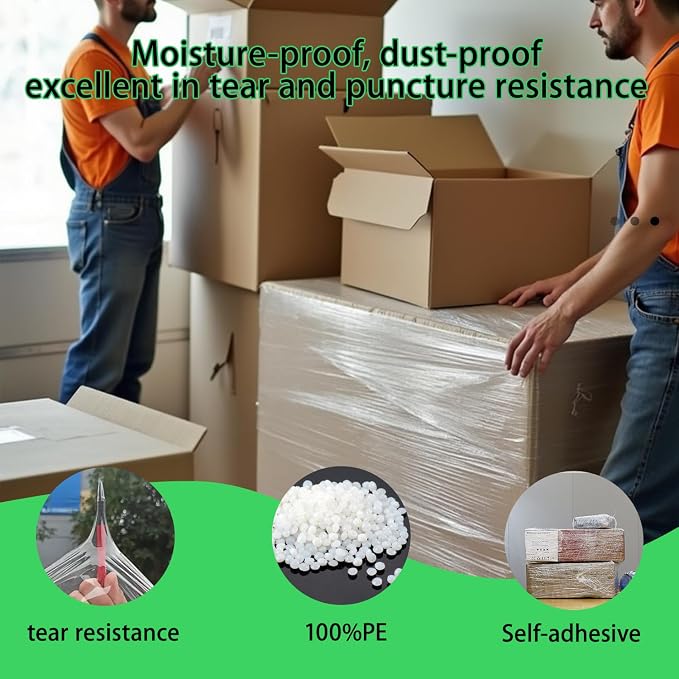 Mini Clear Stretch Wrap Film for Moving, 4 Rolls Plastic Wrap Refills - Image 3