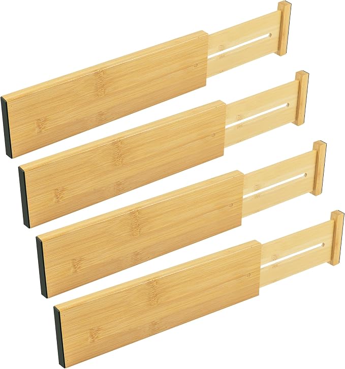 Utoplike Bamboo Dresser Drawer Dividers, Expandable Organizer by Utoplike