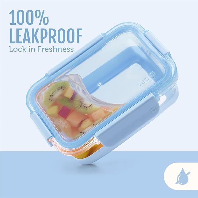 Ello Duraglass Refresh 3.4 Cup Meal Prep Containers, Halogen Blue | Glass meal - Image 5