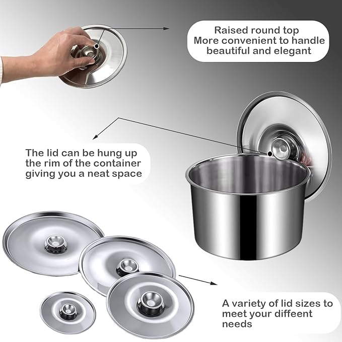 4 Inch Universal Pan Lid, 2Pcs Stainless Steel Bowl Cover, Small Pot Lid Milk Cookware Lid Replacement Accessories, 10cm