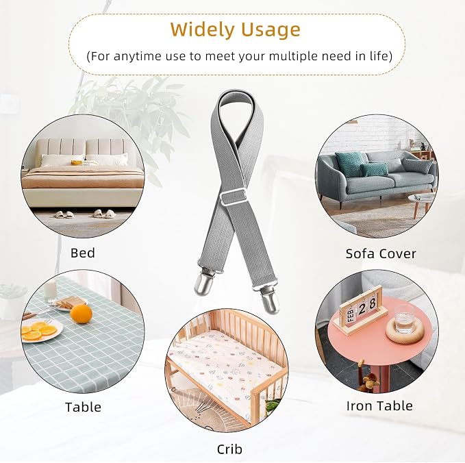 4Pcs Adjustable Bed Sheet Straps Clips, Elastic Mattress Sheet Fasteners Holder - Image 4