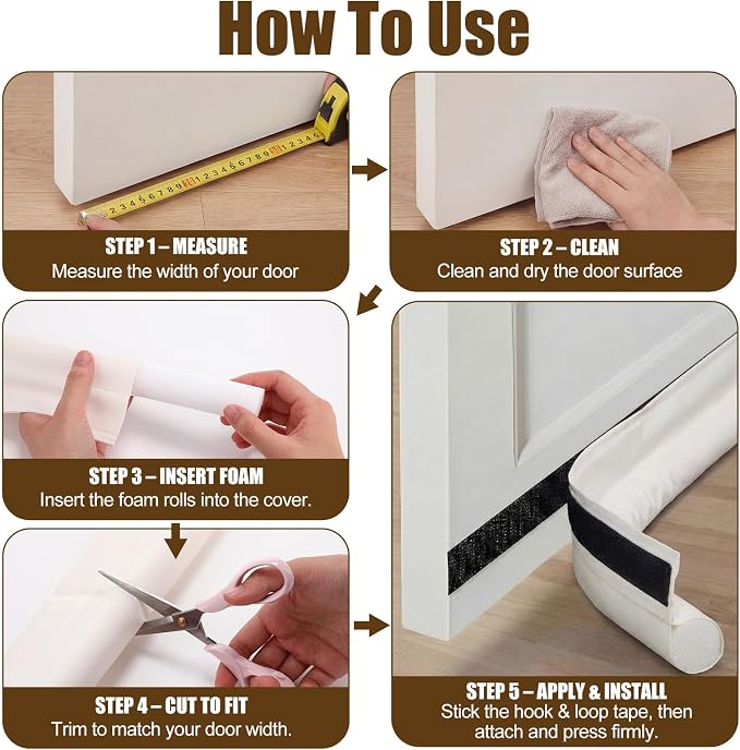 4 Pack Door Draft Stopper 36.6" One-Side Adjustable Under Door Blocker Sweep - Image 4