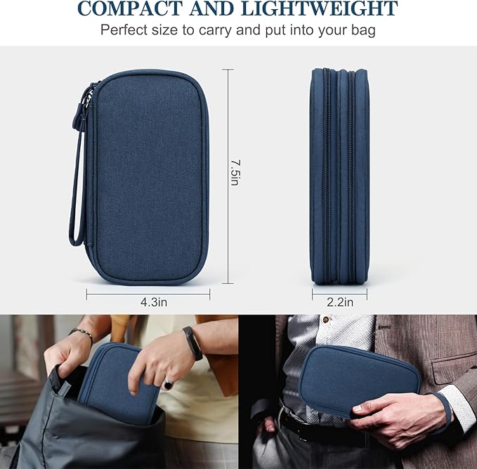 FYY Electronic Organizer, Travel Tech Pouch Bag, Cable Organizer Navy | Wrist - Image 2