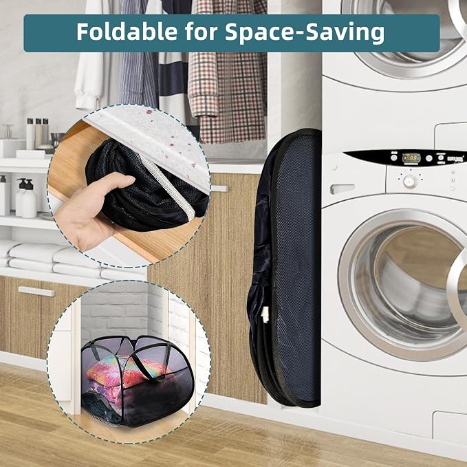 2 Pack Collapsible Laundry Baskets, 90L Large Foldable Laundry Basket, Durable - Image 3