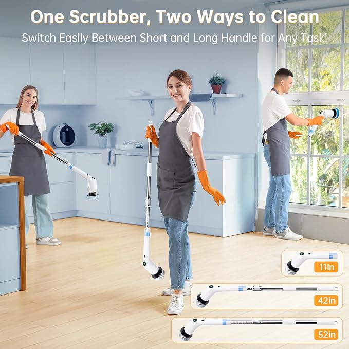 PUFTEM Electric Spin Scrubber, Cordless Shower Scrubber, Adjustable Handle | - Image 5