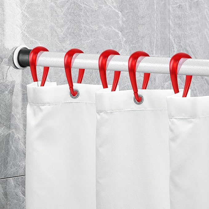 Top-spring Red Shower Curtain Hooks 12Pcs Drop Shaped Hooks - Image 5
