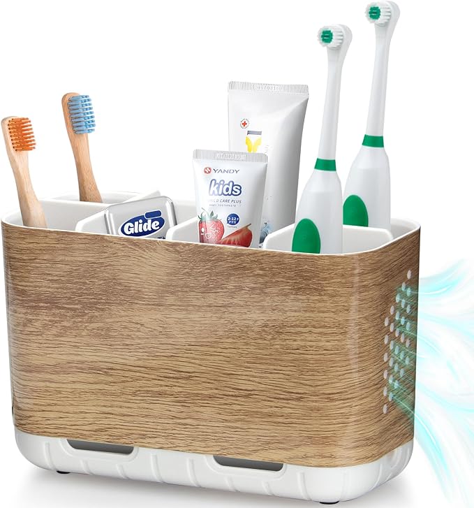 Boperzi Toothbrush and Toothpaste Holder Wood Grain by Boperzi