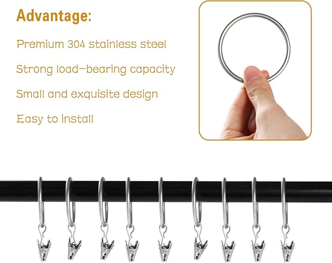 Lansian 100 Pack Curtain Rings - Image 4