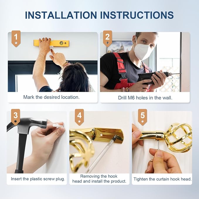 HIKMLK 2pcs Mirror Gold Curtain Holdbacks - Image 5
