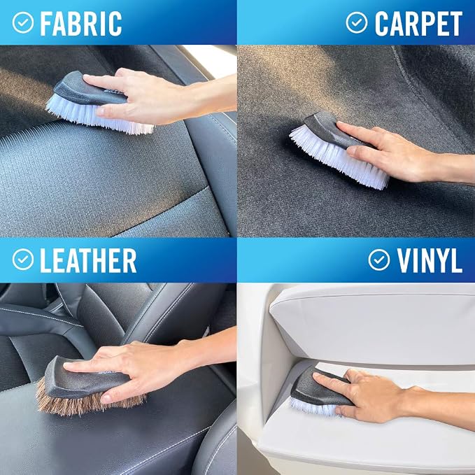 Upholstery Brush Set, Carpet and Car Cleaning Brushes, Horsehair Detailing | - Image 3
