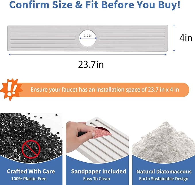 Kitchen Faucet Mat, Diatomite Sink Faucet Mat Splash Guard - Image 3