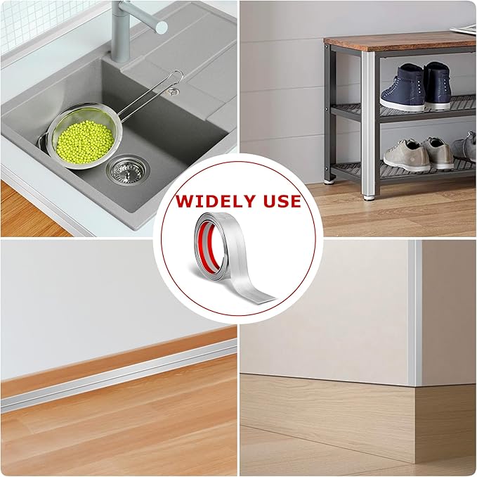 Flexible Wall Corner Protector Moulding Trim Peel and Stick Wall Corner Guards Edge Protector Self Adhesive Molding Trim Strip for Edge Ceiling (Silver, 0.8 in x 10 Ft)