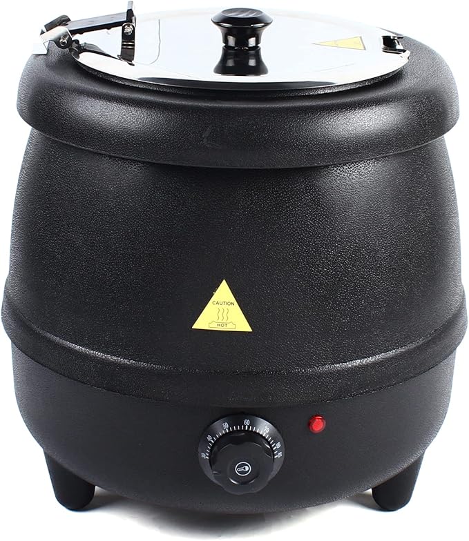 10L Soup Kettle Commercial Electric Soup Warmer 400W PP Shell Stainless Steel Countertop Food Kettle Warmer Pot for Home Restaurant, Black