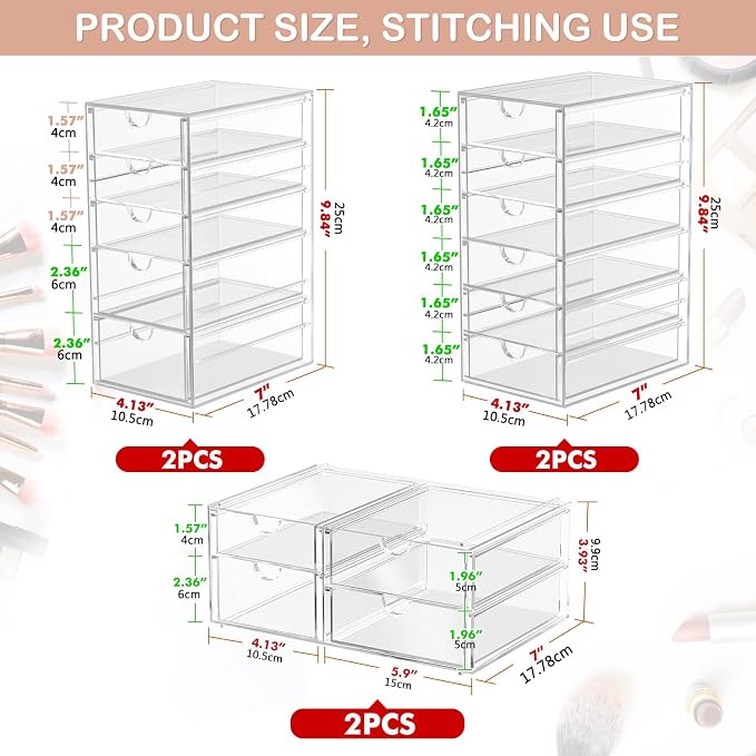 6-Pack 30-Drawer Acrylic Storage & Makeup Organizer - Image 3