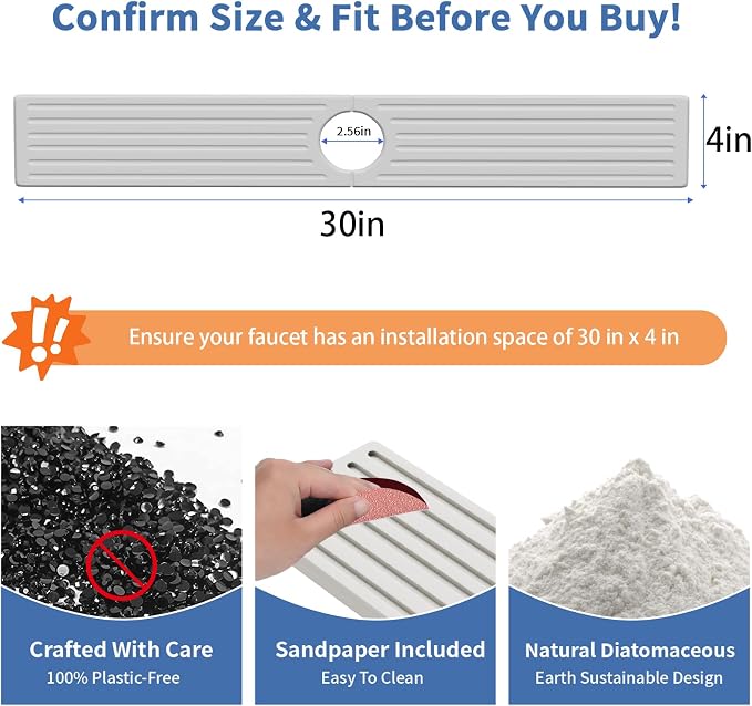 Fast Drying Kitchen Sink Splash Guard, Durable Stone Kitchen Faucet Mat - Image 3