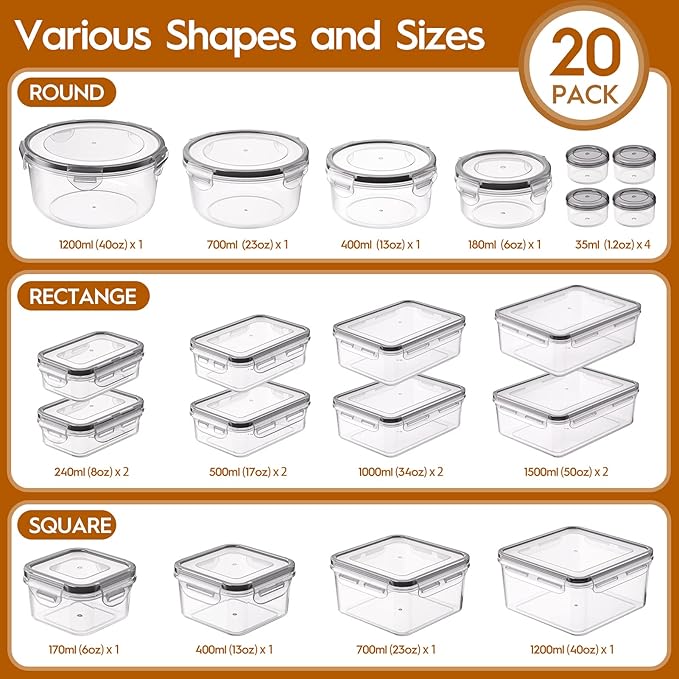 KEMETHY Large 40 Piece Food Storage Containers - Image 2