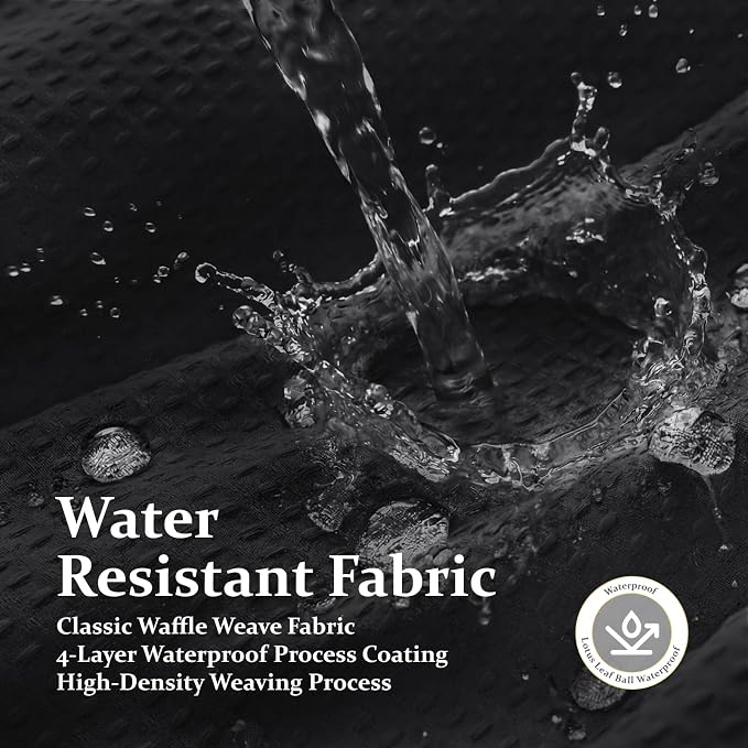 Dynamene Stall Waffle Shower Curtain 256 GSM Heavy Fabric 36x72 Black - Image 8