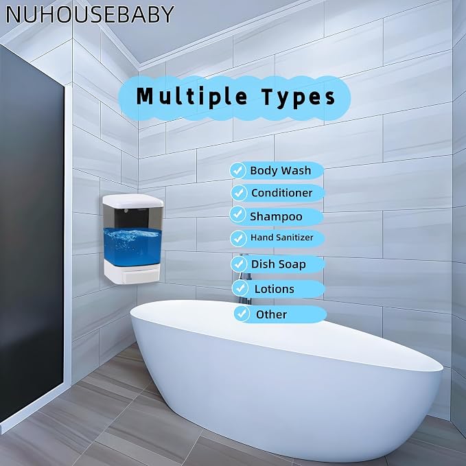 Manual Soap Dispenser Wall Mounted 33.8oz Bathroom Commercial | Durable ABS - Image 4