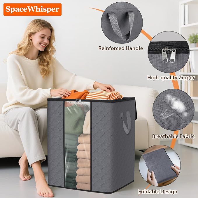SpaceWhisper 3 Pack 100L Clothes Storage, Foldable Storage Bags, - Image 3