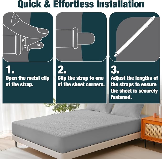 4 Pack Elastic Bed Sheet Holders, Mattress Sheet Grippers, Elastic Fasteners - Image 3