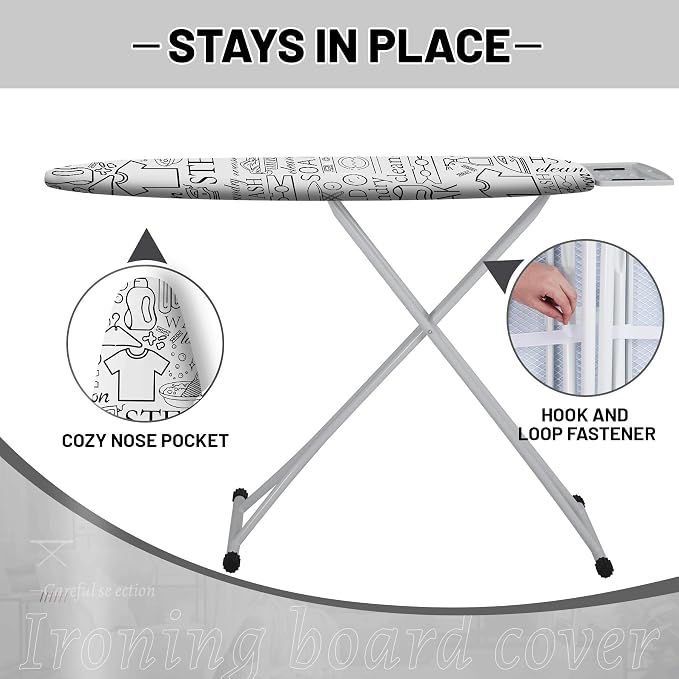 Extra Thick Ironing Board Cover and Pad, 15x54 Ironing Board Cover, Resist - Image 3