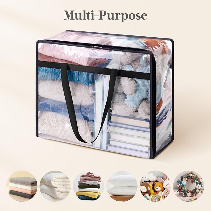Lifewit 3 Pack Clear Clothes Storage Bags, 45L Plastic Blanket Storage Bag - Image 6