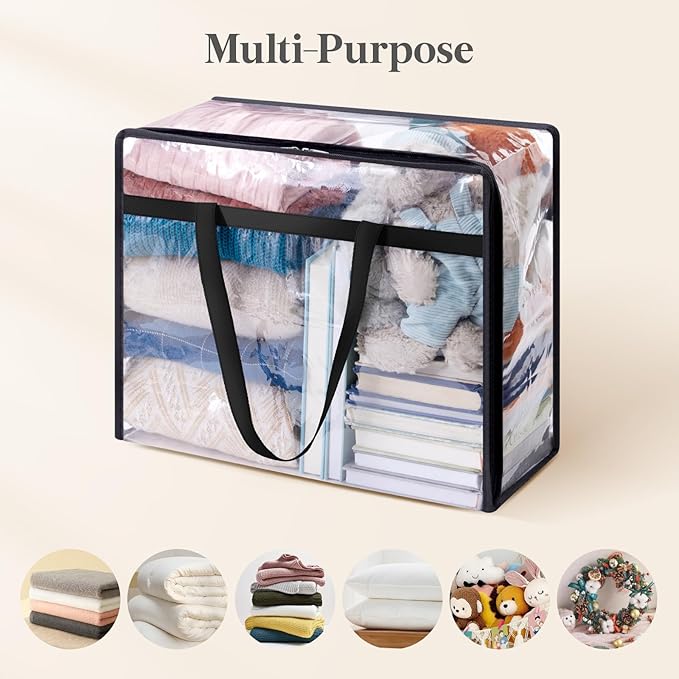 Lifewit 6 Pack Clear Clothes Storage Bags, 45L Plastic Blanket Storage Bag - Image 5