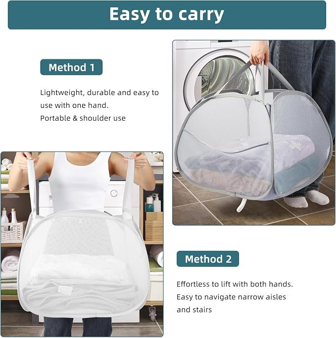 2 Pack Collapsible Laundry Baskets, 90L Large Foldable Laundry Basket, Durable - Image 6