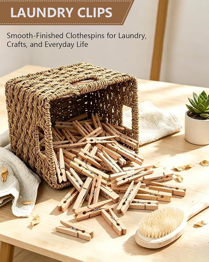 50 Pack Clothes Pins Wooden 2.9 Inch Wood Clothespins Heavy Duty Large | Close - Image 9