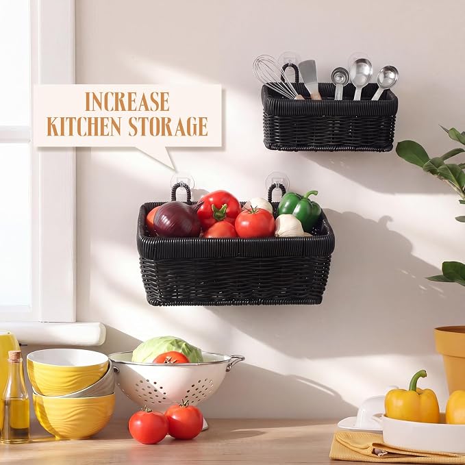 Tioncy 2 Pcs Woven Hanging Wall Baskets - Image 6