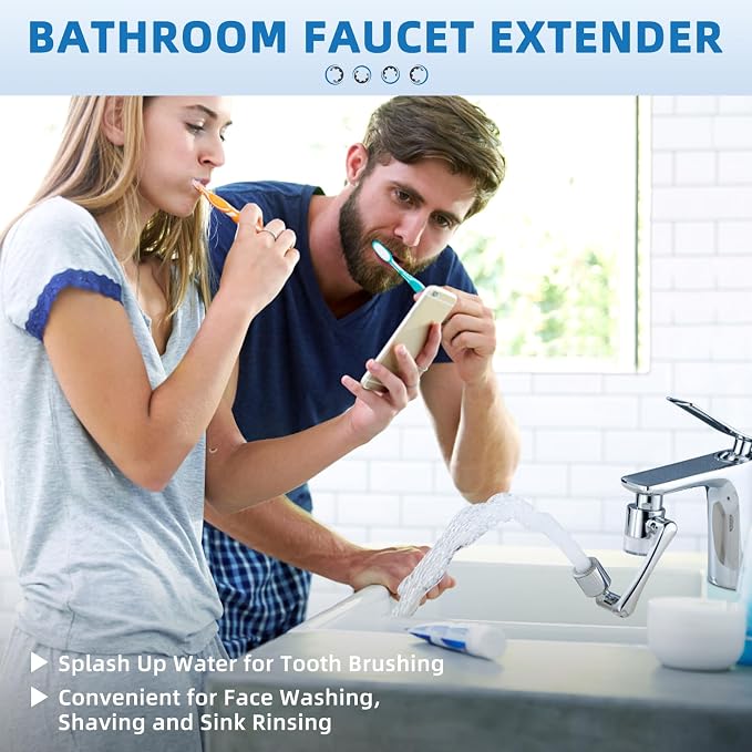 CECEFIN Sink Filter for Bathroom/Kitchen Water Faucet Extender, 1080 Swivel | - Image 4